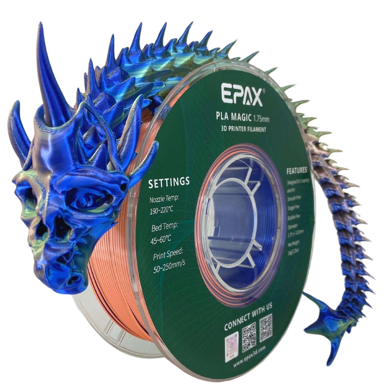 Epax EPAX Magic Silk PLA 3D Printer Filament Bi-Colors/Tri-Colors, 1.75mm 1 ...