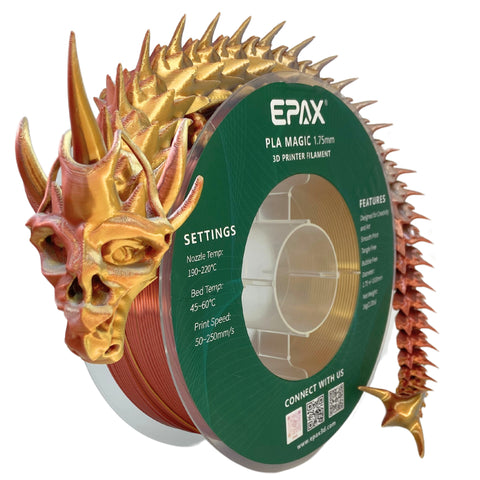 EPAX Magic Silk PLA 3D Printer Filament Bi-Colors/Tri-Colors, 1.75mm 1KG (2.2LB)