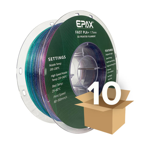 Wholesale case -- 10 spools of EPAX Fast PLA+ 3D Printer High Speed Filament, 1.75mm 1KG
