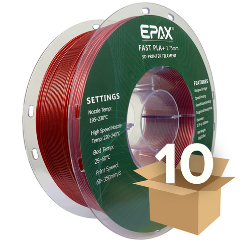 Wholesale case -- 10 spools of EPAX Fast PLA+ 3D Printer High Speed Filament, 1.75mm 1KG