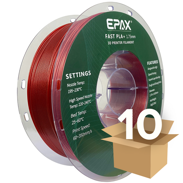 Wholesale case -- 10 spools of EPAX Fast PLA+ 3D Printer High Speed Filament, 1.75mm 1KG