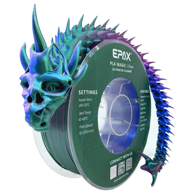 EPAX Magic Silk PLA 3D Printer Filament Bi-Colors/Tri-Colors, 1.75mm 1KG (2.2LB)
