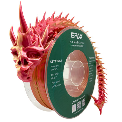 EPAX Magic Silk PLA 3D Printer Filament Bi-Colors/Tri-Colors, 1.75mm 1KG (2.2LB)