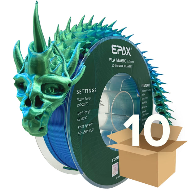 Epax Wholesale Case -- 10 spools of EPAX Magic Silk PLA 3D Printer Filament ...