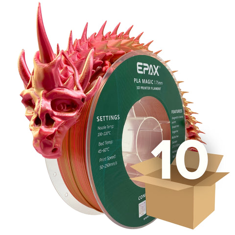 Wholesale Case -- 10 spools of EPAX Magic Silk PLA 3D Printer Filament Bi-Colors/Tri-Colors 1KG spool
