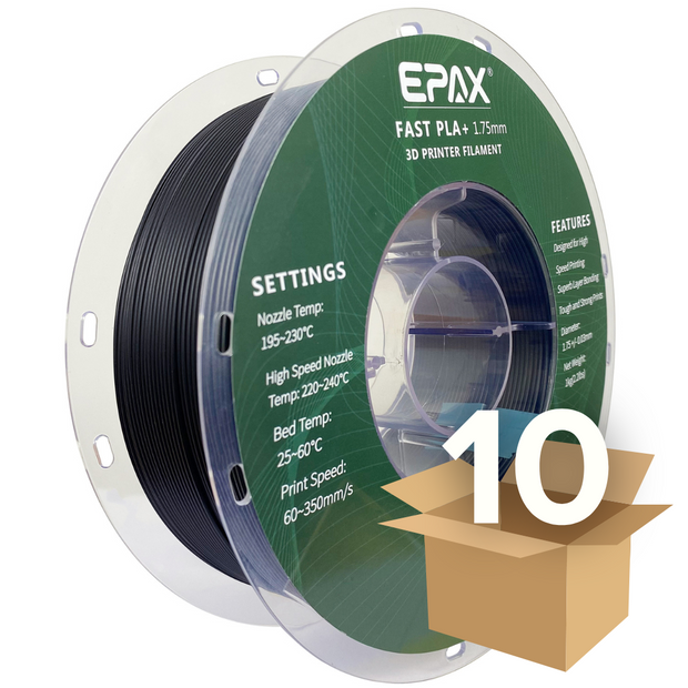 Wholesale case -- 10 spools of EPAX Fast PLA+ 3D Printer High Speed Filament, 1.75mm 1KG