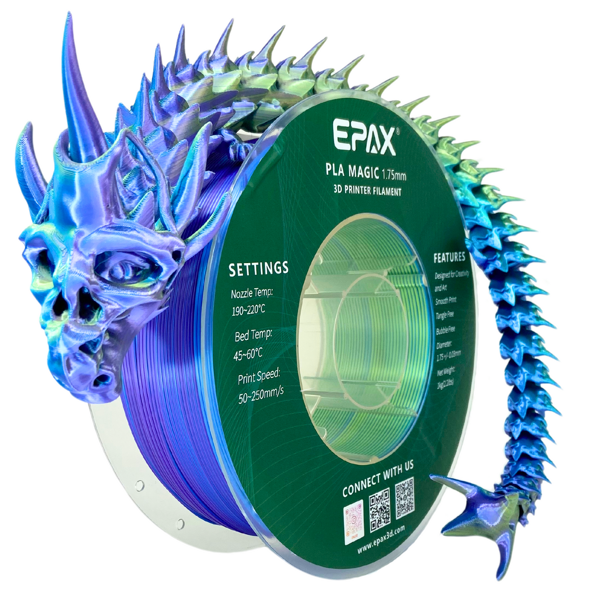 Epax EPAX Magic Silk PLA 3D Printer Filament Bi-Colors/Tri-Colors, 1.75mm 1 ...