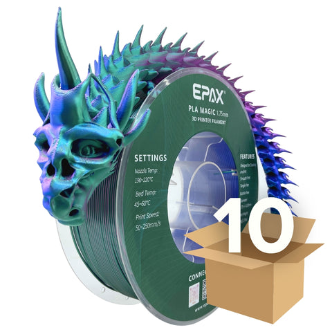Wholesale Case -- 10 spools of EPAX Magic Silk PLA 3D Printer Filament Bi-Colors/Tri-Colors 1KG spool