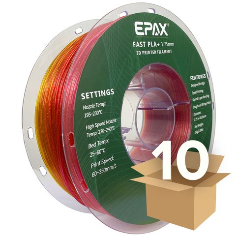 Wholesale case -- 10 spools of EPAX Fast PLA+ 3D Printer High Speed Filament, 1.75mm 1KG
