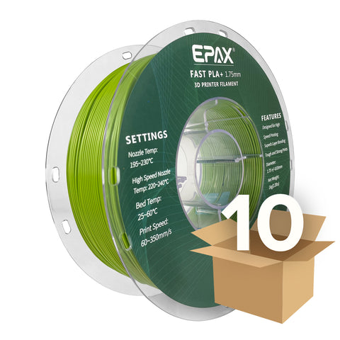 Wholesale case -- 10 spools of EPAX Fast PLA+ 3D Printer High Speed Filament, 1.75mm 1KG