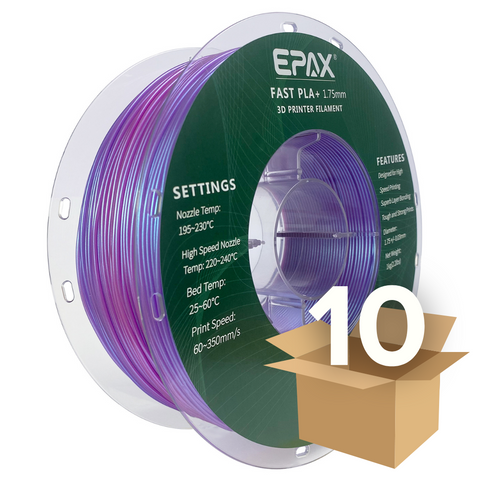 Wholesale case -- 10 spools of EPAX Fast PLA+ 3D Printer High Speed Filament, 1.75mm 1KG