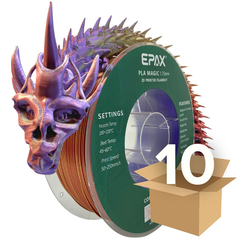 Wholesale Case -- 10 spools of EPAX Magic Silk PLA 3D Printer Filament Bi-Colors/Tri-Colors 1KG spool