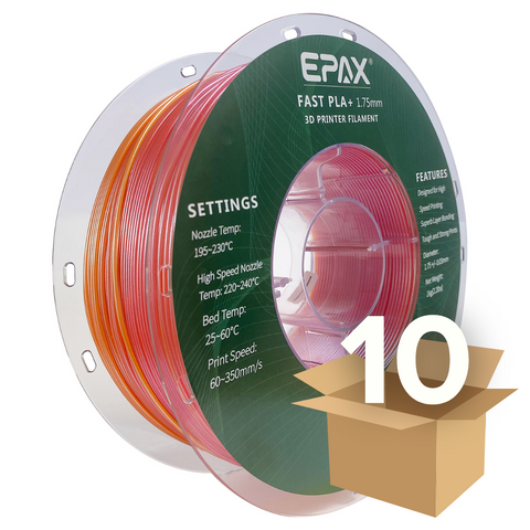Wholesale case -- 10 spools of EPAX Fast PLA+ 3D Printer High Speed Filament, 1.75mm 1KG