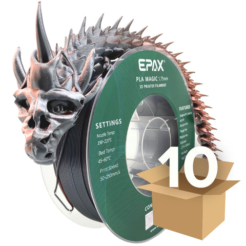 Wholesale Case -- 10 spools of EPAX Magic Silk PLA 3D Printer Filament Bi-Colors/Tri-Colors 1KG spool