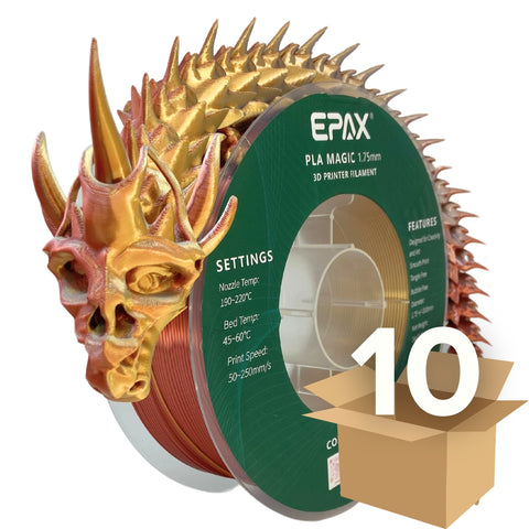 Wholesale Case -- 10 spools of EPAX Magic Silk PLA 3D Printer Filament Bi-Colors/Tri-Colors 1KG spool
