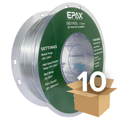 Wholesale case -- 10 spools of EPAX Fast PETG 3D Printer High Speed Filament, 1.75mm 1KG